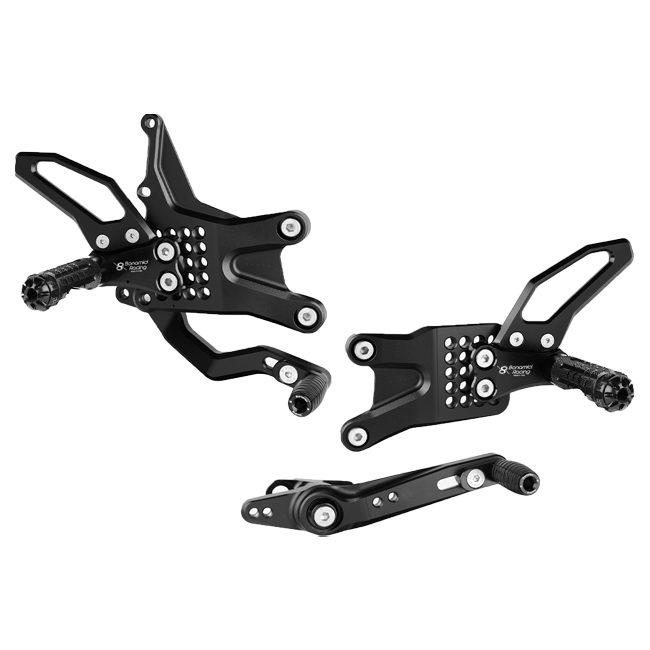 Bonamici Racing H018 black anodised rearsets for Honda CBR 600 RR PC69 2024-2026