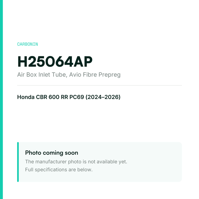 Carbonin Avio Fibre Prepreg Air Box Inlet Tube Honda CBR 600 RR (2024-2026) H25064AP — placeholder, product photo coming