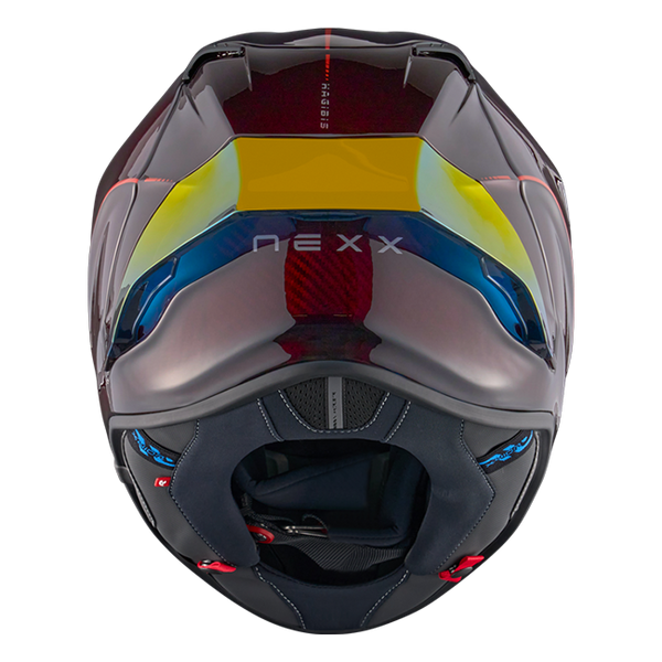 Nexx X.R3R Hagibis Carbon Red full-face racing helmet, carbon and red colourway