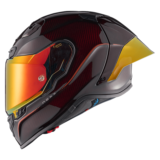 Nexx X.R3R Hagibis Carbon Red full-face racing helmet, carbon and red colourway