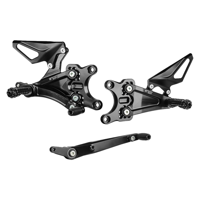 Bonamici Racing H016 rearsets for Honda CBR 1000 RR-R SC82, black anodised aluminium