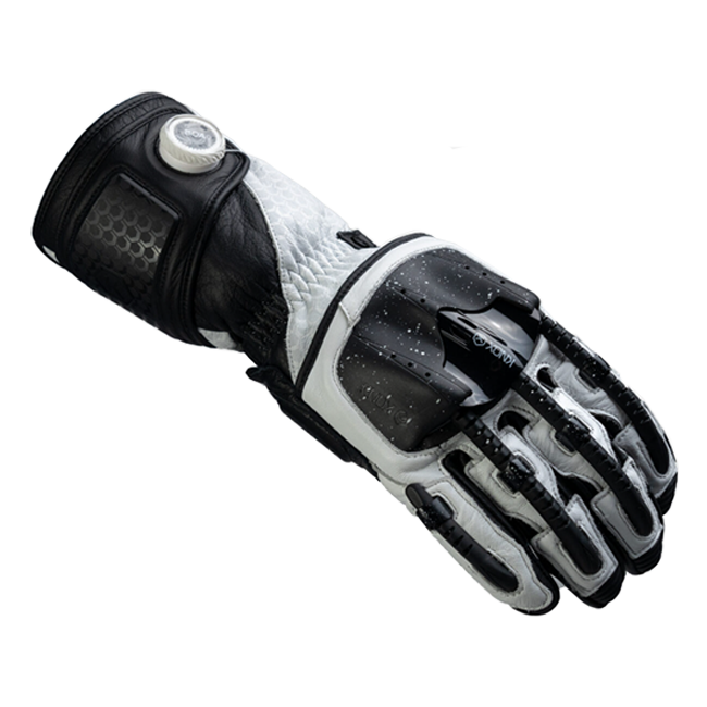Knox Handroid MK5 men's racing leather gloves in black and white