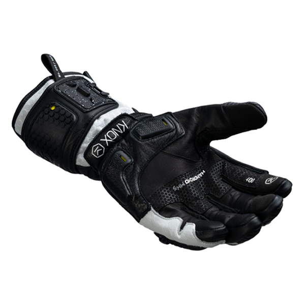 Knox Handroid MK5 men's racing leather gloves in black and white