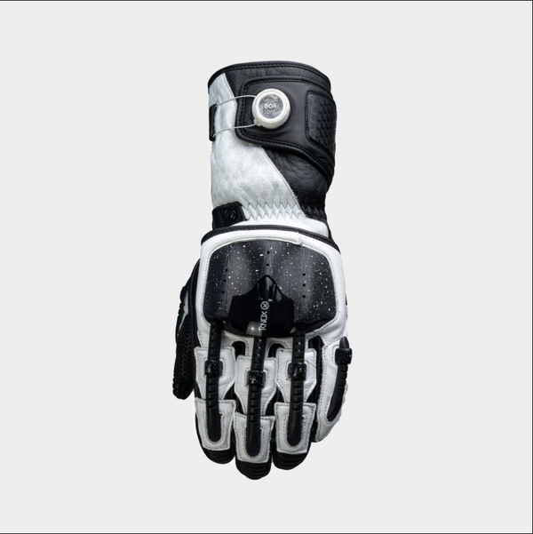 Knox Handroid MK5 men's racing leather gloves in black and white