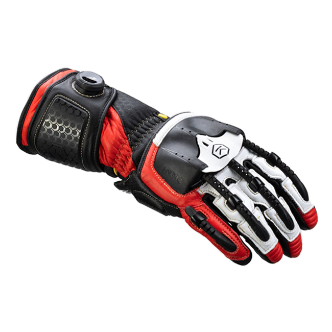Knox Handroid MK5 men's racing leather gloves in red