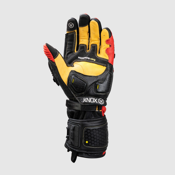 Knox Handroid MK5 men's racing leather gloves in red