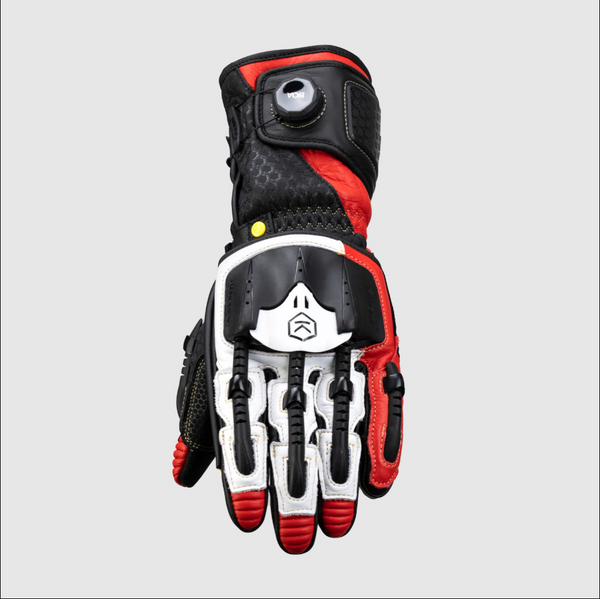 Knox Handroid MK5 men's racing leather gloves in red