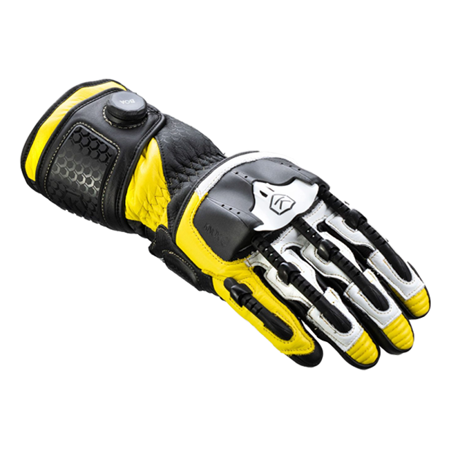 Knox Handroid MK5 men's racing leather gloves in yellow