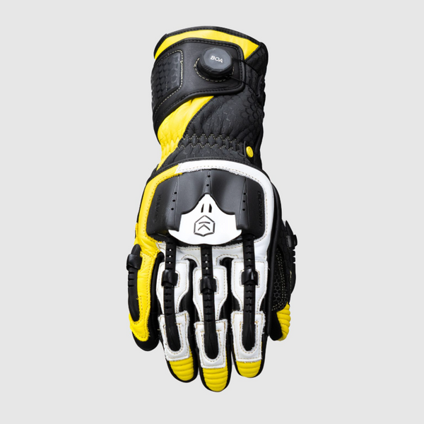 Knox Handroid MK5 men's racing leather gloves in yellow
