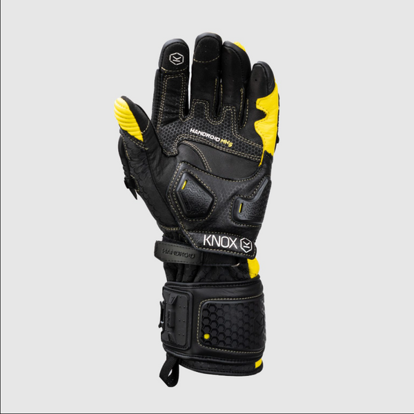 Knox Handroid MK5 men's racing leather gloves in yellow