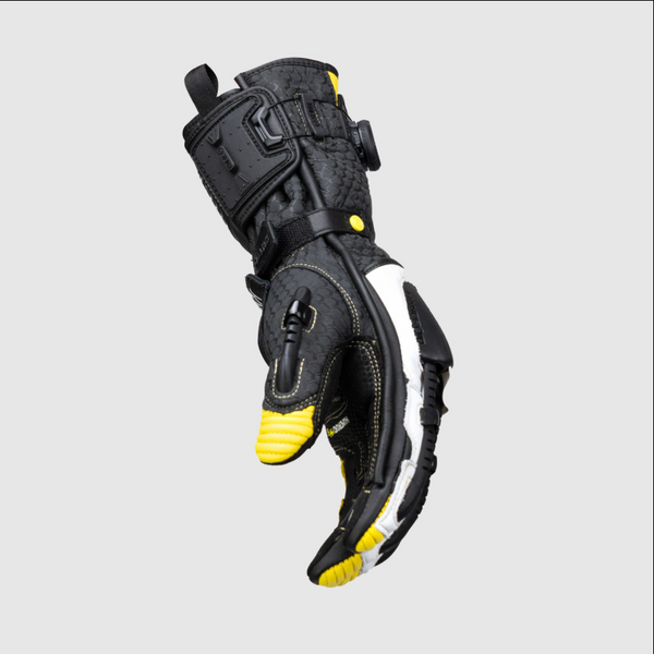 Knox Handroid MK5 men's racing leather gloves in yellow