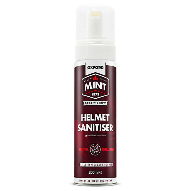 Oxford Mint Helmet Sanitiser foam cleaner 200ml bottle with applicator