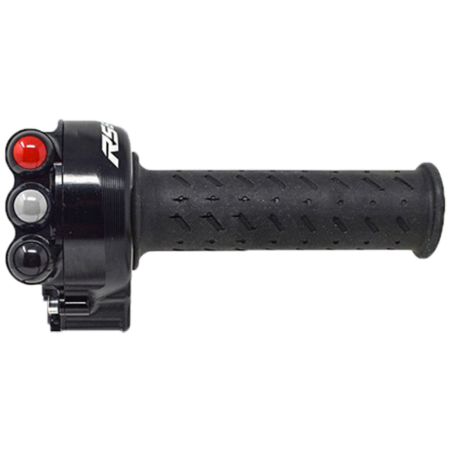 JetPrime aluminium throttle housing with integrated handlebar switch for Aprilia RS 660
