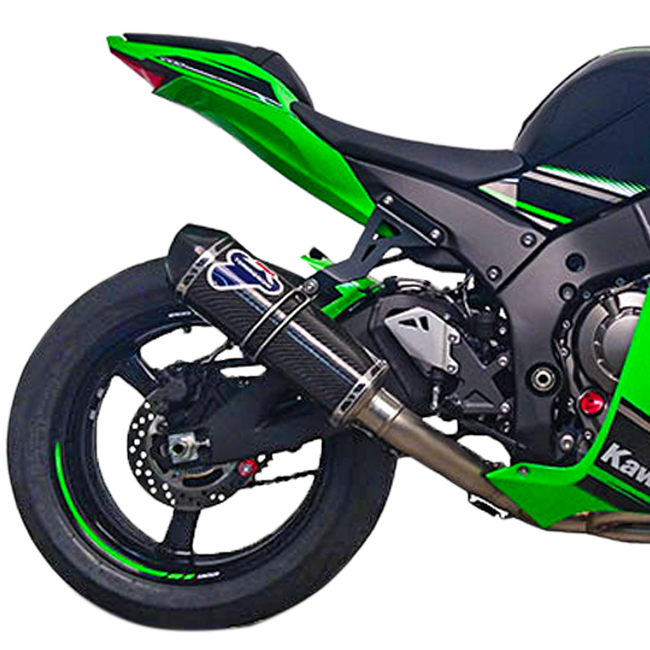 Termignoni titanium full exhaust system with carbon silencer on Kawasaki ZX-10 R/RR 2016-2020