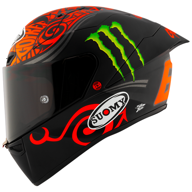 Suomy S1-XR GP full-face helmet in Francesco Pecco Bagnaia Monster Replica 2024 matte livery