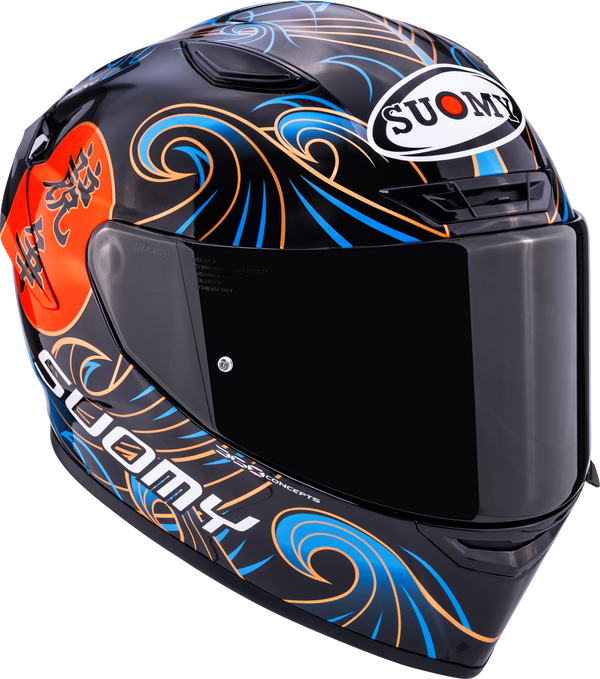 Suomy Track-1 full-face helmet in Waves Black graphic, part number K6T10026