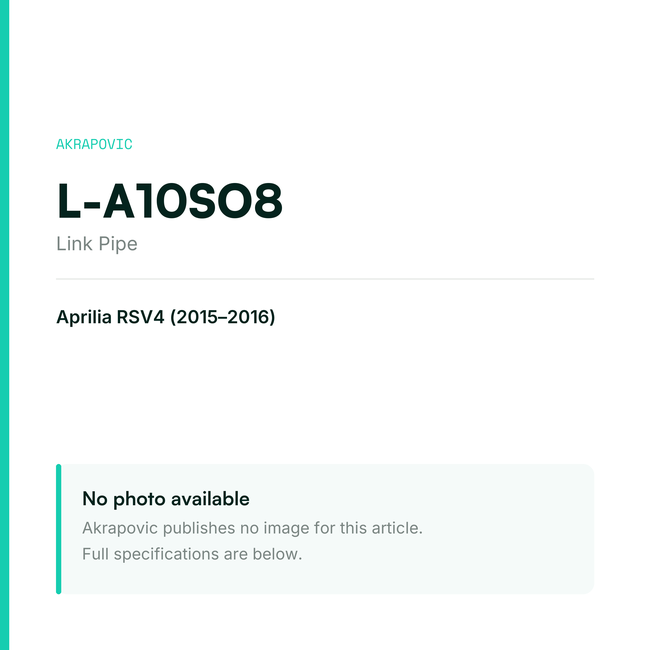 Akrapovic Link Pipe L-A10SO8 — placeholder, no manufacturer photo available