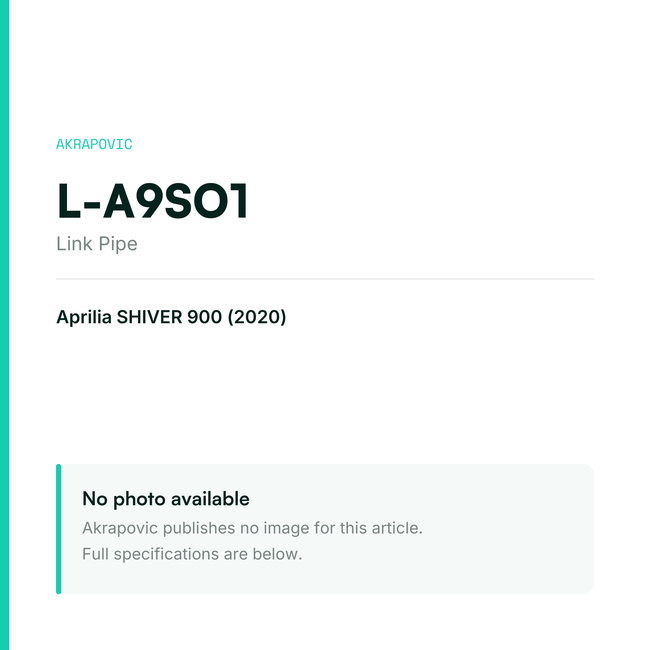 Akrapovic Link Pipe L-A9SO1 — placeholder, no manufacturer photo available