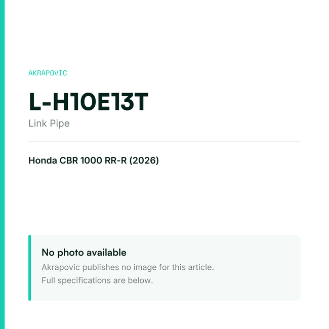 Akrapovic Link Pipe L-H10E13T — placeholder, no manufacturer photo available