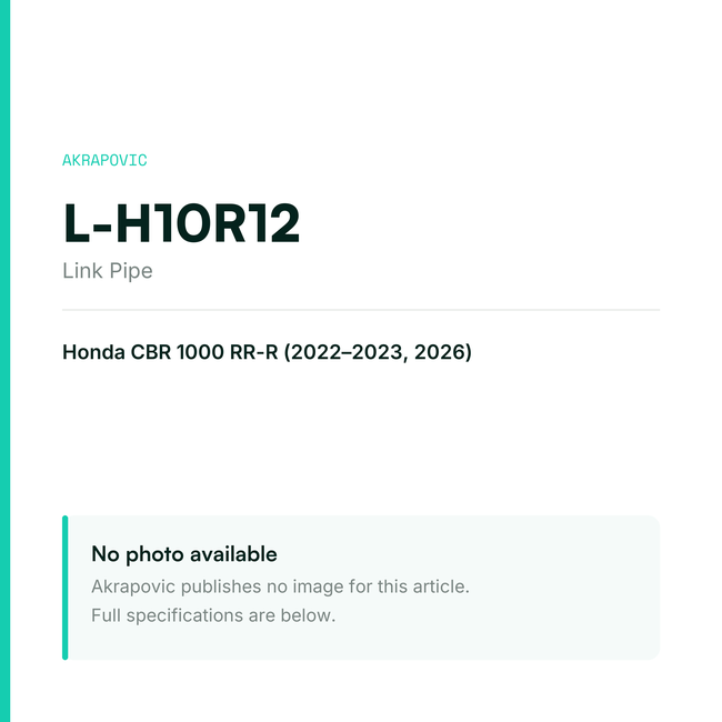 Akrapovic Link Pipe L-H10R12 — placeholder, no manufacturer photo available