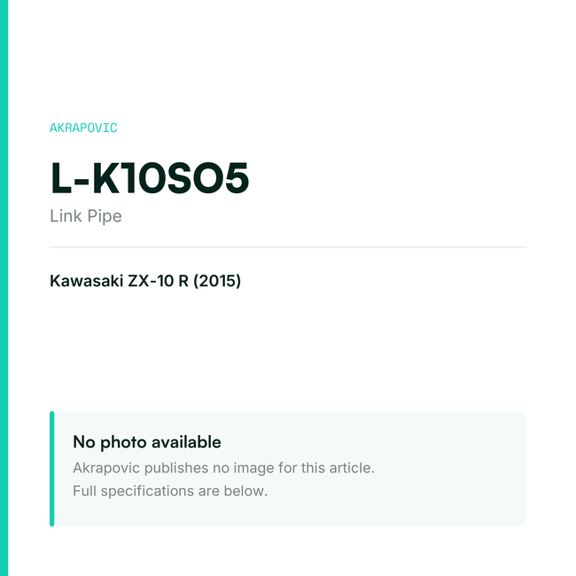Akrapovic Link Pipe L-K10SO5 — placeholder, no manufacturer photo available