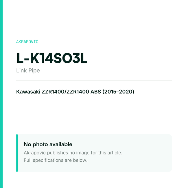 Akrapovic Link Pipe L-K14SO3L — placeholder, no manufacturer photo available