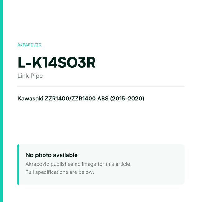 Akrapovic Link Pipe L-K14SO3R — placeholder, no manufacturer photo available