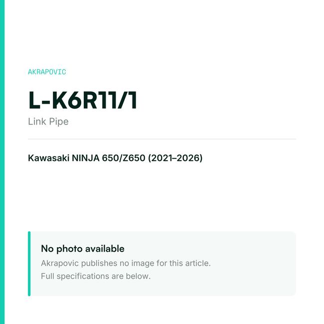 Akrapovic Link Pipe L-K6R11/1 — placeholder, no manufacturer photo available