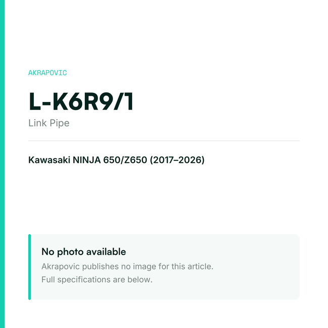 Akrapovic Link Pipe L-K6R9/1 — placeholder, no manufacturer photo available