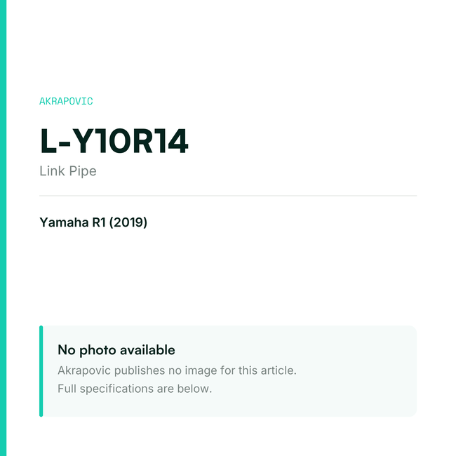 Akrapovic Link Pipe L-Y10R14 — placeholder, no manufacturer photo available