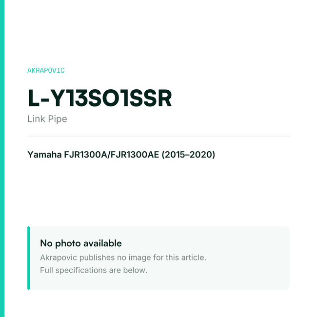 Akrapovic Link Pipe L-Y13SO1SSR — placeholder, no manufacturer photo available