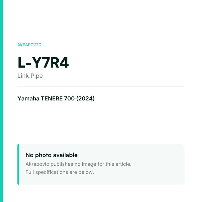 Akrapovic Link Pipe L-Y7R4 — placeholder, no manufacturer photo available