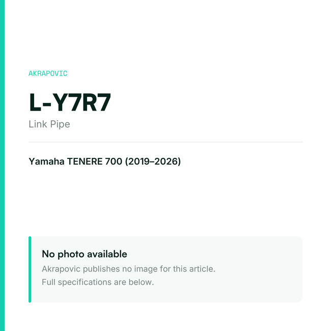 Akrapovic Link Pipe L-Y7R7 — placeholder, no manufacturer photo available