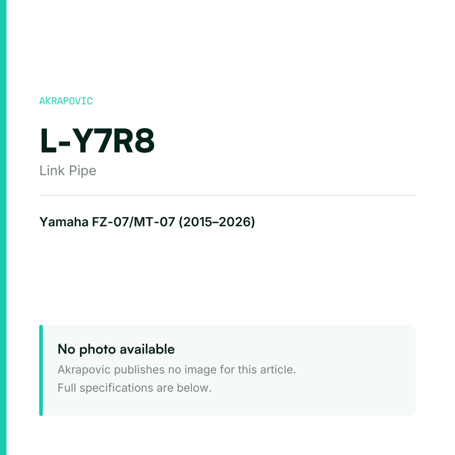 Akrapovic Link Pipe L-Y7R8 — placeholder, no manufacturer photo available
