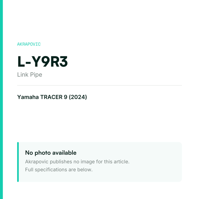 Akrapovic Link Pipe L-Y9R3 — placeholder, no manufacturer photo available