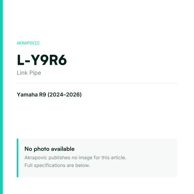 Akrapovic Link Pipe L-Y9R6 — placeholder, no manufacturer photo available