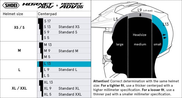 Shoei Head Pad L13 Type-H for Hornet ADV 06 / Hornet ADV