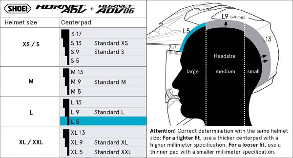 Shoei Head Pad L5 Type-H for Hornet ADV 06 / Hornet ADV
