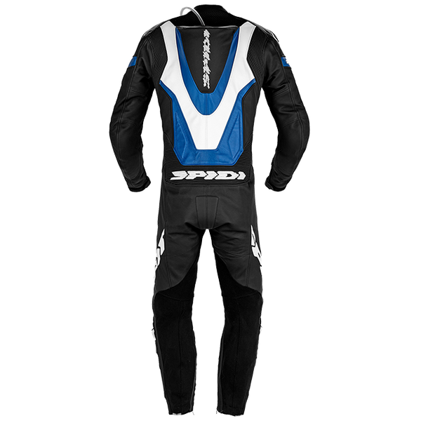 Spidi Laser Pro perforated one-piece leather race suit in Black and Blue
