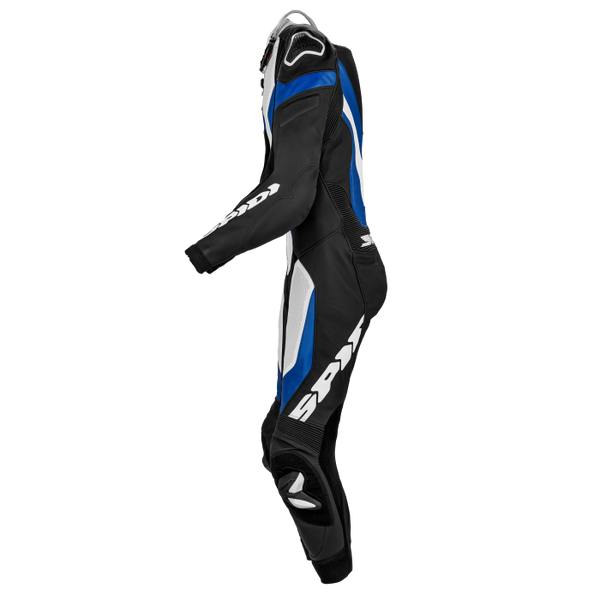 Spidi Laser Pro perforated one-piece leather race suit in Black and Blue