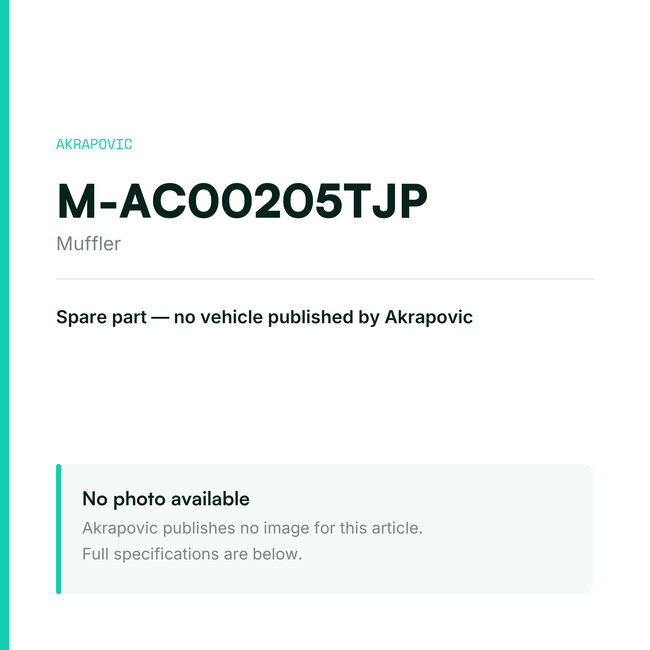 Akrapovic Muffler M-AC00205TJP — placeholder, no manufacturer photo available
