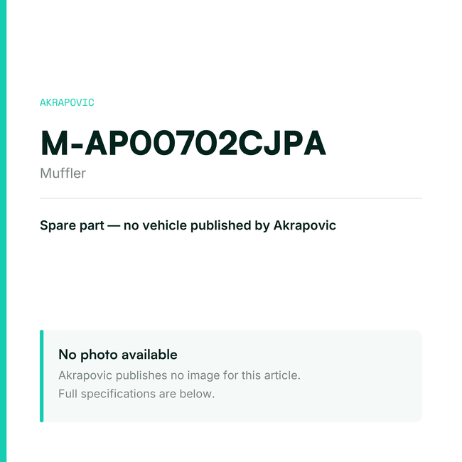 Akrapovic Muffler M-AP00702CJPA — placeholder, no manufacturer photo available