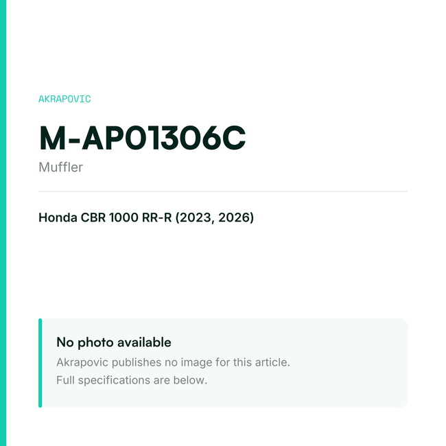 Akrapovic Muffler M-AP01306C — placeholder, no manufacturer photo available