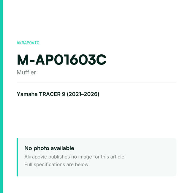 Akrapovic Muffler M-AP01603C — placeholder, no manufacturer photo available