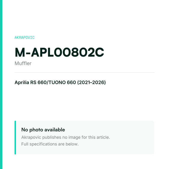 Akrapovic Muffler M-APL00802C — placeholder, no manufacturer photo available