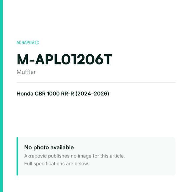 Akrapovic Muffler M-APL01206T — placeholder, no manufacturer photo available