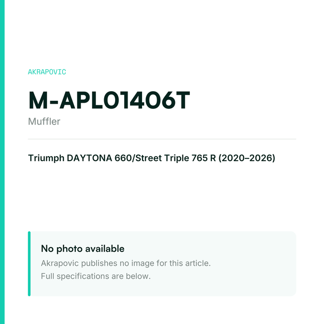Akrapovic Muffler M-APL01406T — placeholder, no manufacturer photo available