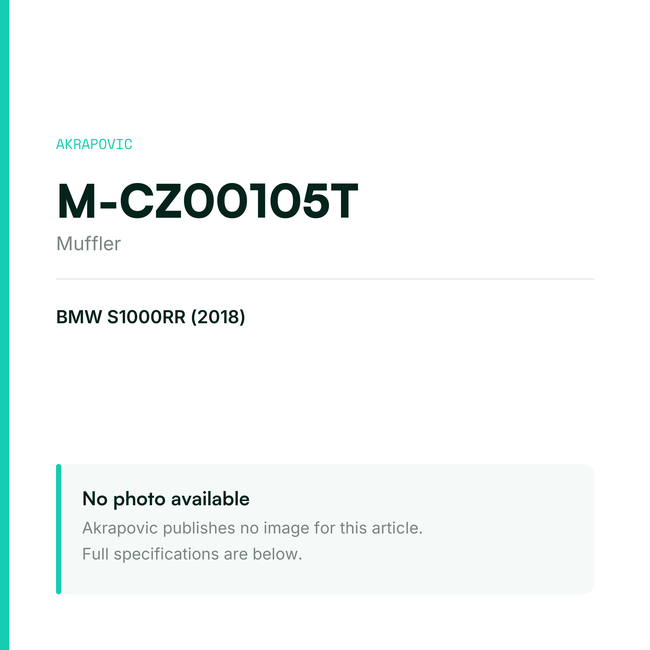 Akrapovic Muffler M-CZ00105T — placeholder, no manufacturer photo available