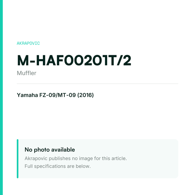 Akrapovic Muffler M-HAF00201T/2 — placeholder, no manufacturer photo available