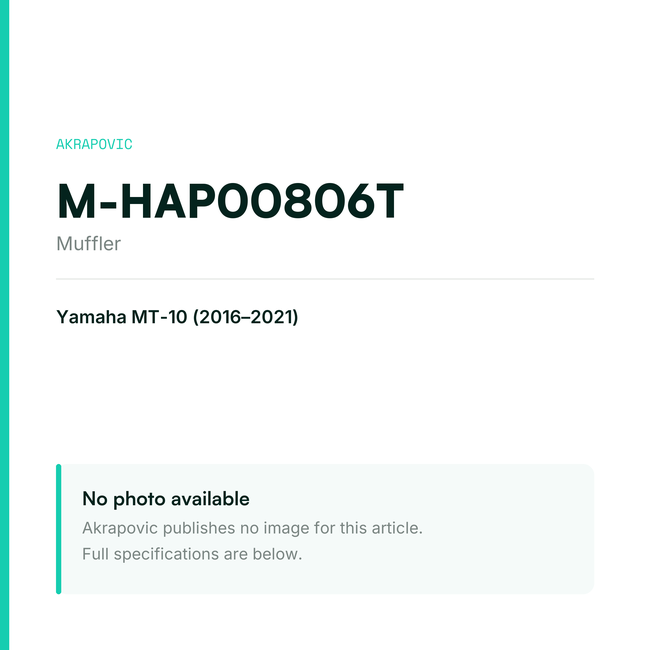 Akrapovic Muffler M-HAP00806T — placeholder, no manufacturer photo available